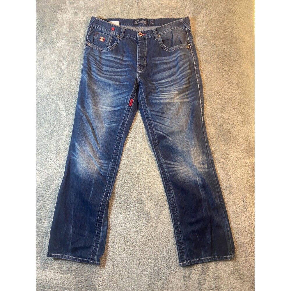 Parish Nation Jeans Mens 38 Distress Button Fly Hip Hop Skate Whiskered